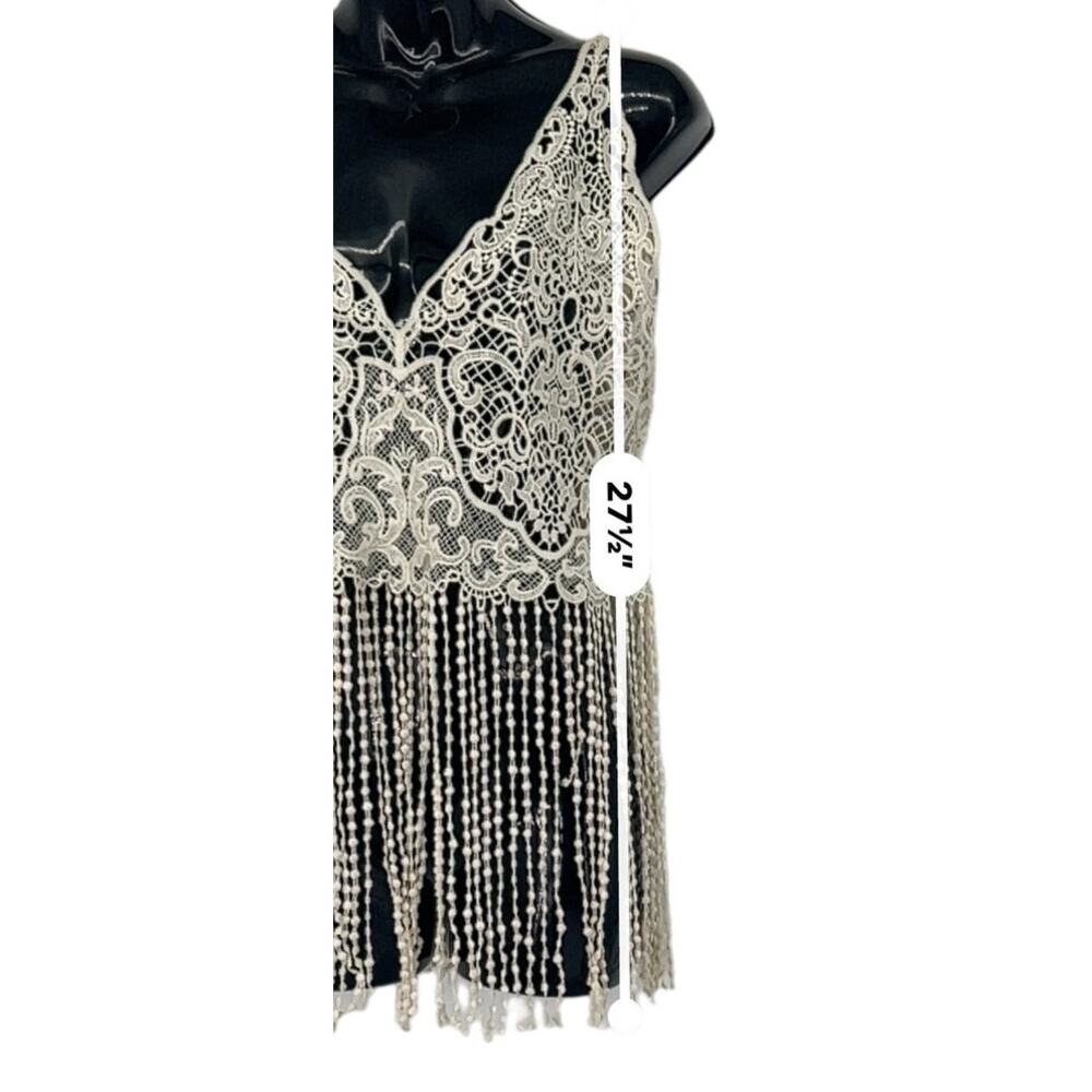 Cream Lace Top with Fringe - Picture 3 of 5